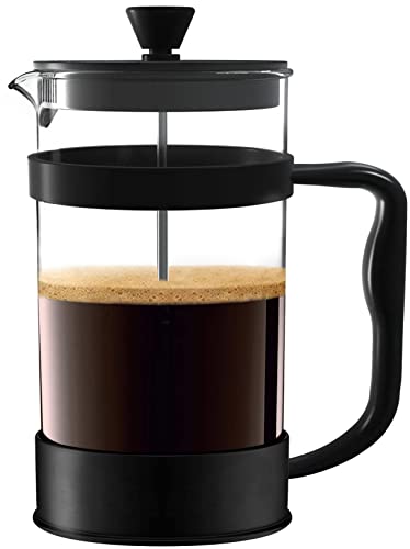 34 Ounce French Press with Triple Filters, Stainless Steel Plunger and Heat Resistant Borosilicate Glass - Black