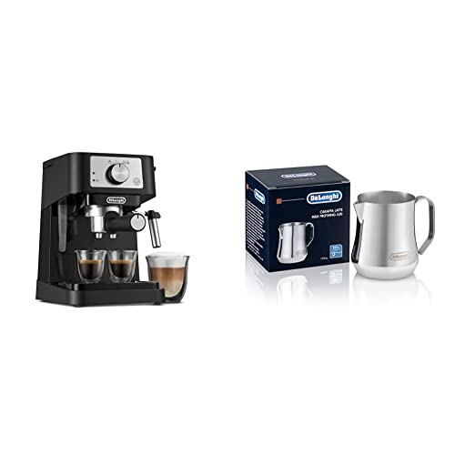 De'Longhi Stilosa Manual Espresso Machine, Latte & Cappuccino Maker, 15 Bar Pump Pressure + Milk Frother Steam Wand, Black / Stainless, EC260BK, 13.5 x 8.07 x 11.22 inches