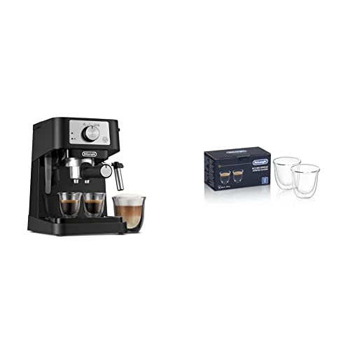 De'Longhi Stilosa Manual Espresso Machine, Latte & Cappuccino Maker, 15 Bar Pump Pressure + Milk Frother Steam Wand, Black / Stainless, EC260BK, 13.5 x 8.07 x 11.22 inches